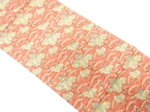 本場筑前博多　芝草に花模様織り出し　名古屋帯